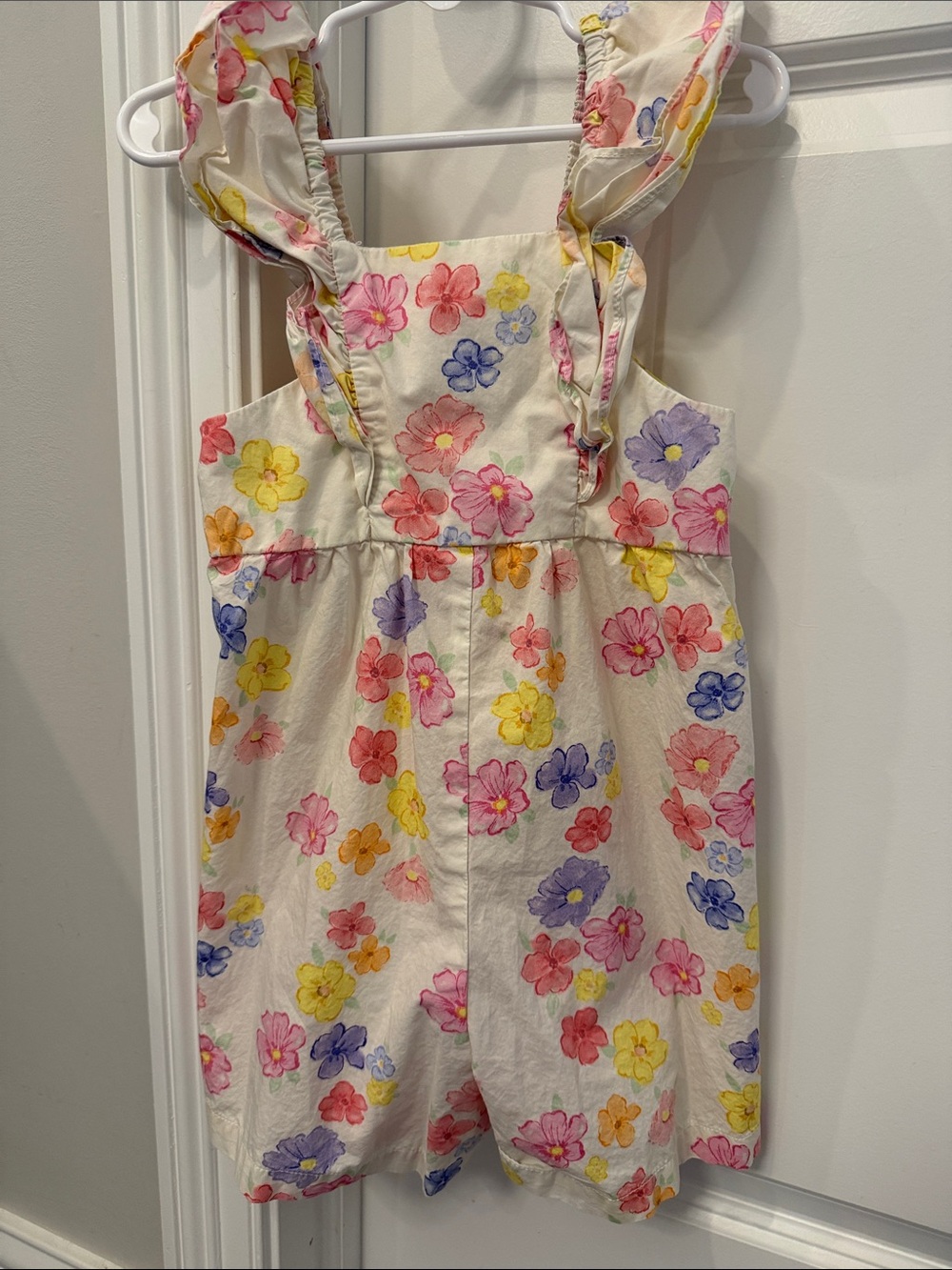 Zara Cream Floral Romper with Pink, Yellow & Purple Flowers